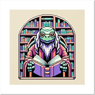 Wisdom Keeper - Cybernetic Turtle Librarian Pixel Art Posters and Art